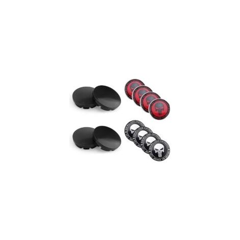 Cache Moyeu 56mm Crâne Design, 4 Pièces Cache Moyeux Universels avec 8 Autocollants, Capuchons Centre Roue ABS Durables pour Voiture et Camionnette