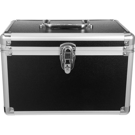 Boîte de rangement d'outils en alliage 30x20x20 cm mallette rigide noire avec coins arrondis et rangement flexible pour usage voyage et professionnels (1/5)