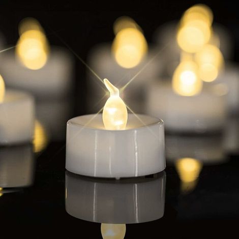 Bougies chauffe-plat LED, 24 bougies LED sans flamme, bougies chauffe-plat réalistes et lumineuses, fonctionnement à piles, bougie chauffe-plat longue durée pour mariage, vacances, fête (1/5)
