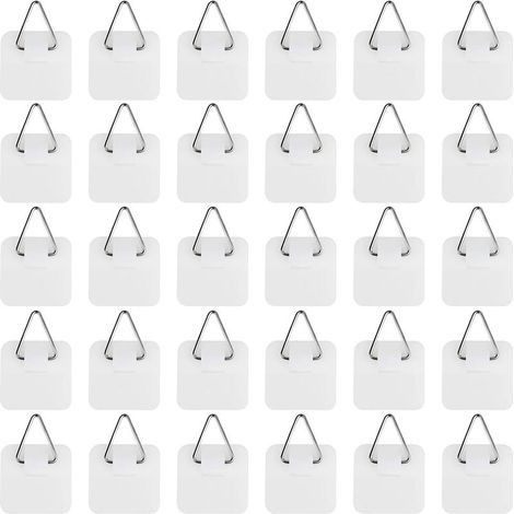 Filiyano-Lot de 30 crochets adhésifs pour tableaux, crochets muraux auto-adhésifs pour cadres photo, supports robustes jusqu'à 5 kg, installation (1/5)
