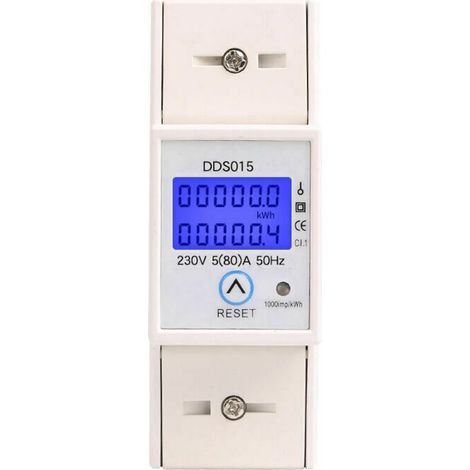 Contatore di energia monofase 580A 230V 50Hz con display LCD retroilluminato, misuratore kWh, montaggio su guida DIN DDS015, misuratore watt/kWh (230V 580A 50Hz) (1/5)
