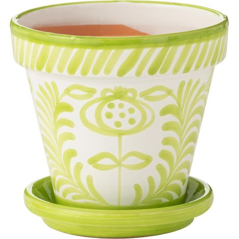 Pot Avec Soucoupe en Céramique "Granada" 27cm Vert (1/3)
