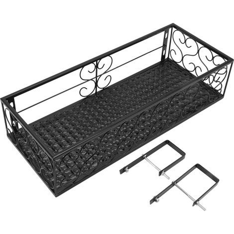 LAN Balkon-Blumentopfhalter, dekoratives Eisengeländer-Regal aus verdicktem Eisen mit Haltevorrichtungen, Hängeregalkorb aus Eisen für den Garten (geeignet für 6,5 cm Geländer) (1/5)