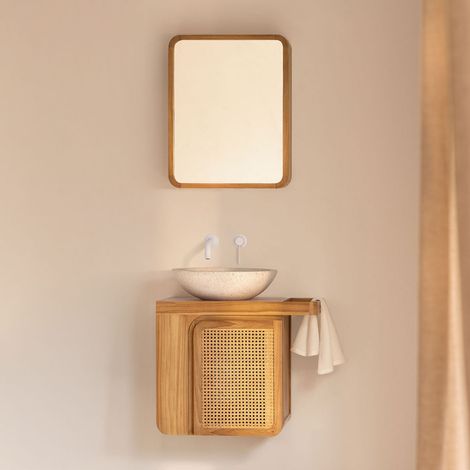 Conjunto de mueble de baño suspendido 60x40 cm en madera de teca Georgy SKLUM        (1/5)