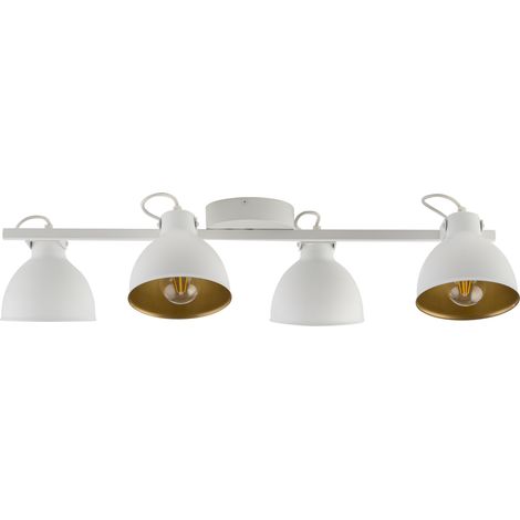 Faretto soffitto loft bianco oro 4 luci orientabili E27