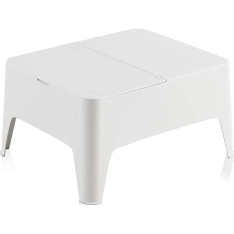 Mesa auxiliar alaska color blanco para exterior 58 x 48 x 30 cm