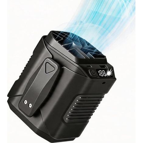 Ventilateur Portable à Clip 6000mAh, Ventilateur Sans Mains 100 Vitesses pour Randonnée et Pêche-Noir (1/5)