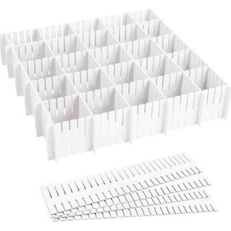 ALLIANDISOrganisateur de tiroir, 16 séparateurs de tiroir, séparateurs de tiroir réglables, organisation de rangement (blanc) (47 cm) (1/4)