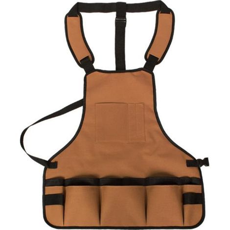 Tablier de jardin imperméable 58x60cm, anti-taches, poche à outils, tablier BBQ extérieur résistant à l'eau, marron café, grand format travail (1/5)