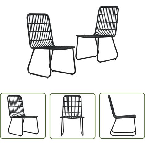 The Living Store Chaises de jardin lot de 2 Résine tressée Noir - Chaise De Jardin - Chaise Bistrot - Mobilier De Jardin - Résine Tressée - Chaise Noire (1/5)