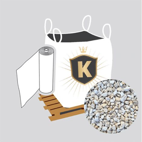 Kit Gravillons blanc + géotextile = 1 Big Bag Gravillons 6/10 1.5T [environ 20m2 sur 5cm d'épaisseur] + 1 géotextile 25m2 (1/3)