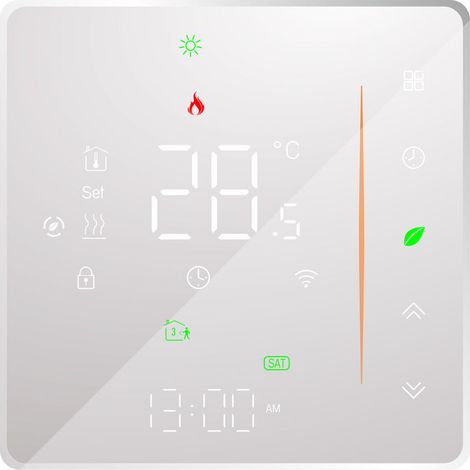 Contrôleur de température de thermostat intelligent 2.4GHz WiFi hebdomadaire programmable prend en charge le contrôle tactile/application mobile/commande vocale pour chaudière à eau/gaz 5A blanc (1/5)