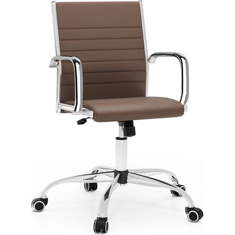 COSTWAY Office Chair Height Adjustable Conference Room Chair-Brown (1/5)