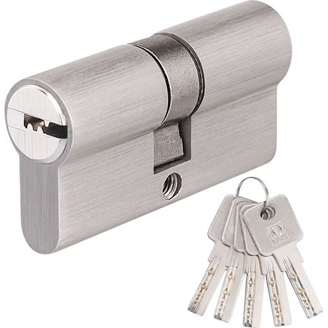 Cylindre de serrure en laiton 30/30 avec 5 clés en laiton - Double cylindre profilé - Serrure de rechange pour porte d'entrée (1/5)