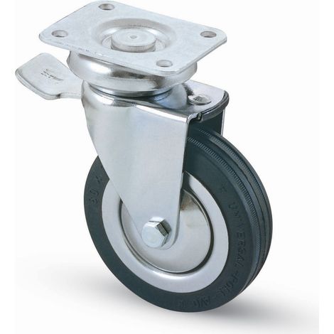 Ruota Carrello D 100 mm 155 Bis Piastra con Freno Avo