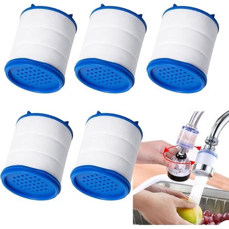5 Pack Replacement Faucet Filter Cartridges, PP Cotton Water Filter, Hard Water Softener for Kitchen Faucets (1/5)