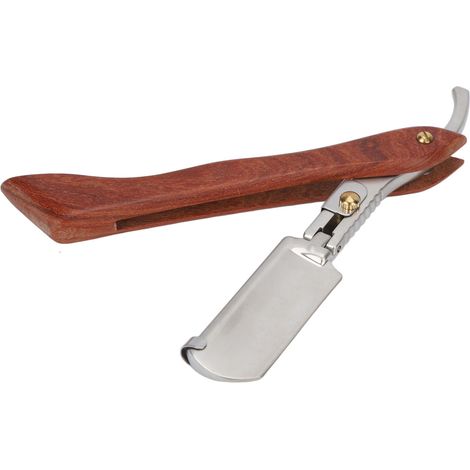 Rasoir manuel pour homme avec étui en cuir PU, léger et portable, en palissandre, pour la barbe et la coiffure (sans lame). (1/5)