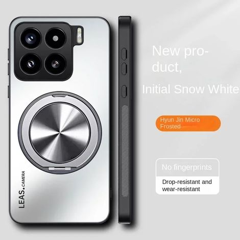 (Argent, Xiaomi 17 Ultra) Coque de téléphone mate avec support magnétique à anneau à 360° et coque arrière rigide antichoc.