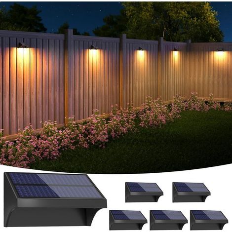 6 luci a LED RGB ad energia solare per recinzioni, pali e scale, illuminazione da giardino con effetti colorati (1/4)