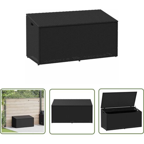 vidaXL Boîte de rangement de jardin noir 110x50x58 cm résine tressée (1/5)