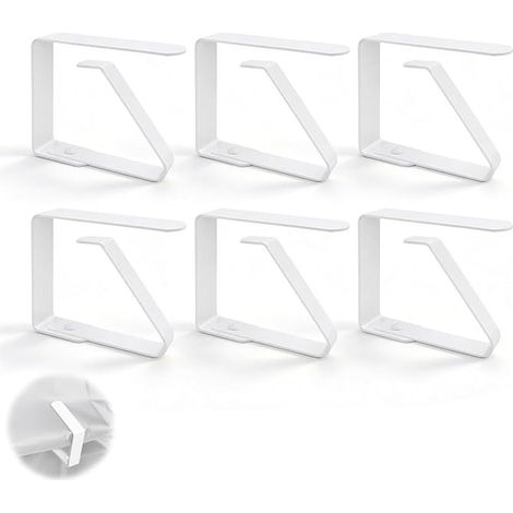 Pince Nappe Table Acier Inoxydable 7 cm - Pinces pour Nappe de Table pour Table à Manger, Pique-Nique, fête, Mariage et événements (Blanc) (1/5)