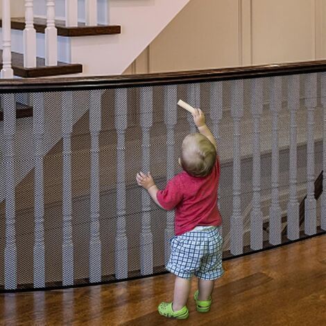 Filet de sécurité pour rampe d'escalier 79 × 300 cm – Maille résistante aux intempéries – Installation facile avec boucles de suspension (1/5)