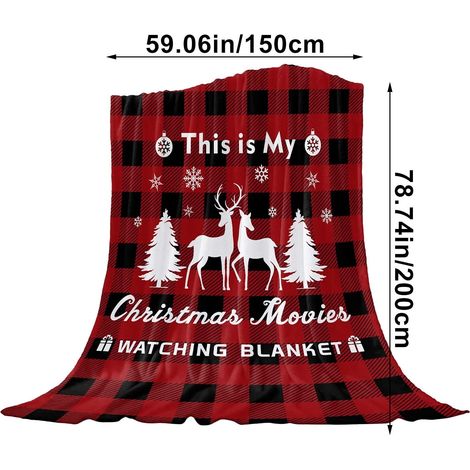 Plaid Flanelle - 152 x 203 cm - Motif Noël Renne Flocons - Pour Canapé Chambre ou Pique-Nique - 1 Pièce (1/5)