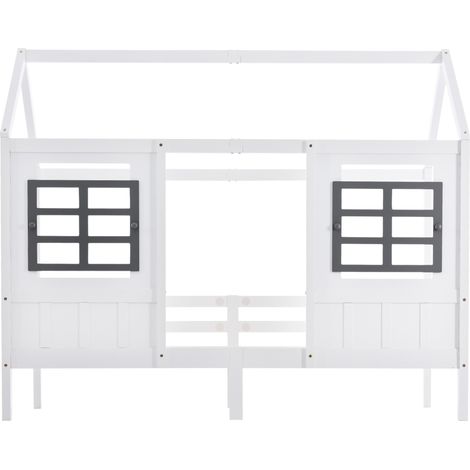 Kinder-Hausbett weiß 200x90 cm mit 2 Fenstern aus Kiefer und MDF (1/5)