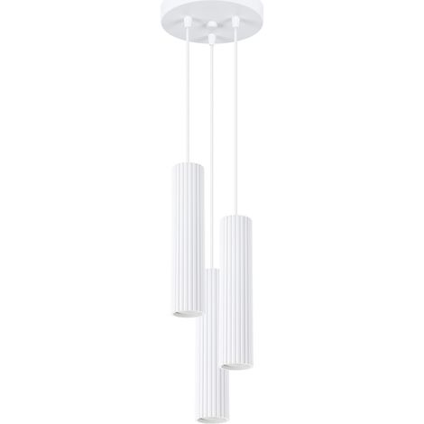 Hängelampe Aluminium 19,5 cm breit H: max. 108 cm Weiß GU10 3-flammig Modern Hängeleuchte