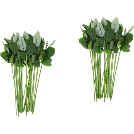 60 Pièces Pics pour La Verdure Bricolage Tiges D'Arrangement Mariage Artificiel Tige Faite À La Main avec Fabrication De Décorations Vieillissantes Bouquet Feuilles Faux Rose Faux (1/5)
