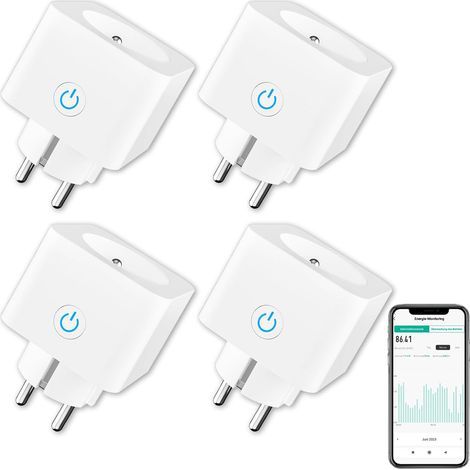 Prise Connectée WiFi (Type F), Prise Intelligente EIGHTREE, Compatible avec Alexa, Google Home, SmartThings, Suivi de la Consommation d'énergie, Contrôle de l'App Smart Life, 16A, Pack de 4 (1/4)