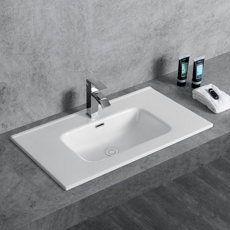 Lavabo da incasso 101cm ceramica bianca  Litos-K7100 kamalu