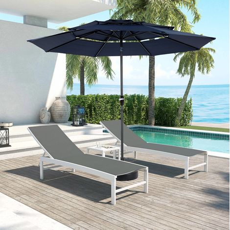 Sombrilla de jardín 294x294x250 cm de aluminio azul marino, inclinable, sin base – MEUBLIV (1/5)