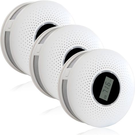Zoternen 3er-Pack Rauch- und Kohlenmonoxidmelder – Photovoltaik- und elektrochemische Sensoren, LCD-Display (0–999 ppm), akustischer und optischer Alarm, ideal für unterwegs und zu Hause