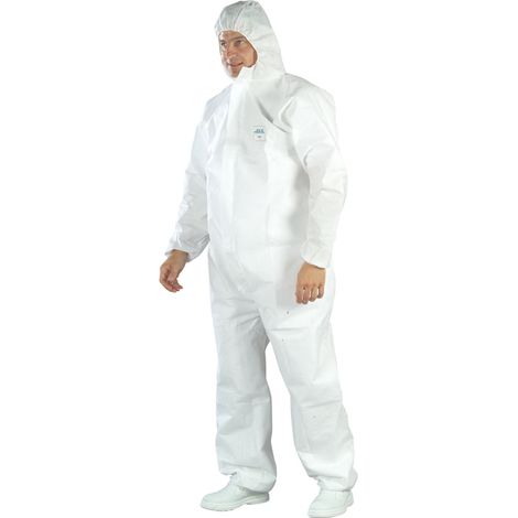 COMBINAISON SMS,3 COUCHES TYPE 5&6, CAGOULE FERMETURE GLISSIERE BLANC T4/XL - 44104 - COVERGUARD