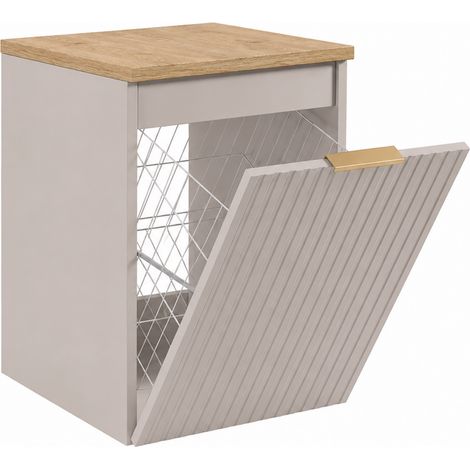 Mobile bagno sospeso con cesto, Cachemire / piano Rovere chiaro, maniglia dorata, 40 x 46 x 58,6 cm (1/5)