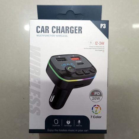 P3 Auto-MP3-Player mit Bluetooth, Freisprecheinrichtung, FM-Transmitter mit PD-Schnellladefunktion, Bluetooth-MP3-Player fürs Auto – P3-PD-Schnellladepaket inklusive (1/3)