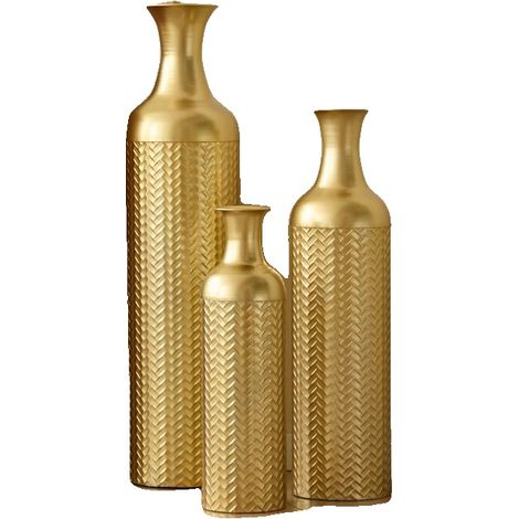 Juego de jarrones de suelo, diseño elegante, uso decorativo versátil, color dorado. (1/2)