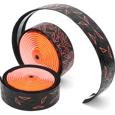 Ruban de guidon pour vélo de route PU, antidérapant et respirant, haute élasticité, absorption des chocs (noir et orange)