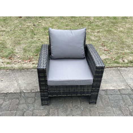 Fimous Hoher Rücken Rattan Gartenmöbel im Freien Einzelsofa Sessel Terrassenmöbel mit Kissen (1/5)