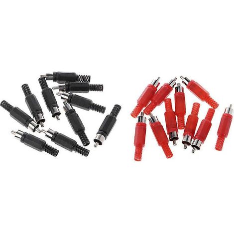 20 Pièces Connecteur RCA Mâle Noir Rouge pour Câble Vidéo Soudure (1/5)