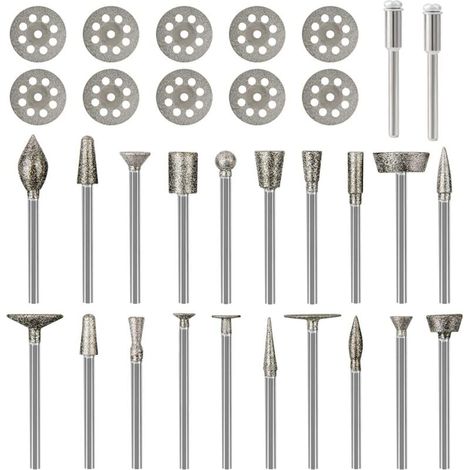 Jeu de fraises diamantées pour Dremel, kit de gravure sur métal, meuleuse à matrice 1/8\ (1/4)