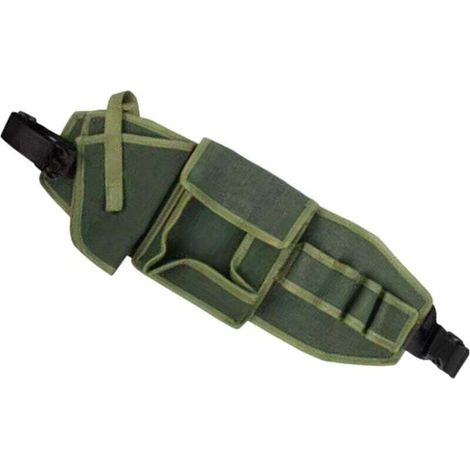 Ceinture Porte Outils Ajustable Avec Support Perceuse Électrique Sacoche Portable Construction Toile Verte