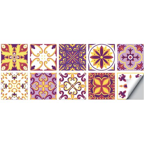 ABYSSE-Lot de 10 stickers muraux décoratifs auto-adhésifs 20 x 20 cm pour la maison, la salle de bain, la cuisine et le salon. Ces stickers en PVC imperméables et résistants à l'huile conviennent égal (1/5)