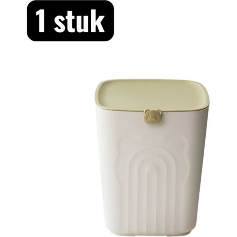 Mini poubelle de bureau avec couvercle pour bureau chambre et salon couleur blanche (1/5)
