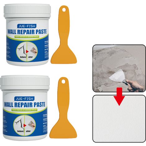 2PCS pâtes de réparation murales, écaillage, revêtement antitaches, réparation de fissures de peinture murale résistante à l'humidité, 100 g. (1/5)