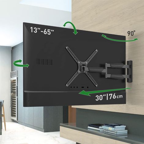 Support Mural pour TV de 76,2 cm de Long, Mouvement Complet articulé de 33 à 65 Pouces, Support d'écran Plat/incurvé à 4 mouvements, Peut Supporter jusqu'à 36,3 kg, extrêmement Extensible (1/5)