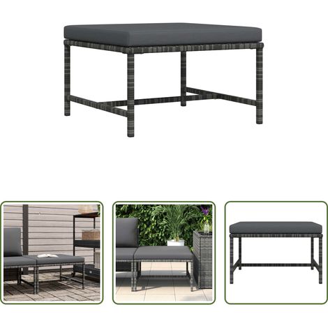 vidaXL Rattan -  Modular-Fußhocker mit Kissen Grau Poly Rattan