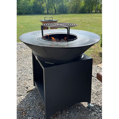 Azura Home Design – Barbecue FIESTA gris 75 cm – Acier inoxydable – Plaque de cuisson ronde 750 mm – Hauteur 880 mm – Largeur 555 mm