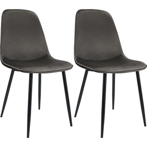 Lot de 2 chaises de salle à manger élégantes et minimalistes en velours anthracite cadre en métal noir 100007350 (1/5)